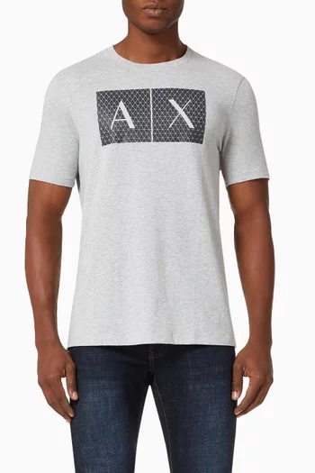 Tessellated Logo Cotton Crewneck T-Shirt     