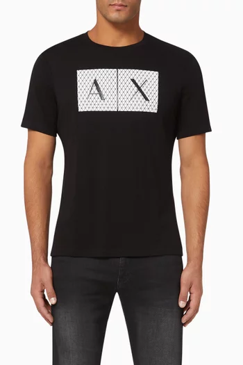 Tessellated Logo Cotton Crewneck T-Shirt     