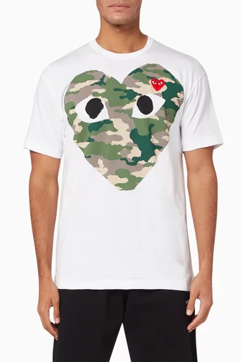 Camouflage Logo Print Cotton T-Shirt   