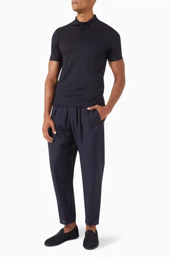 Short-Sleeved Polo Shirt in Wool
