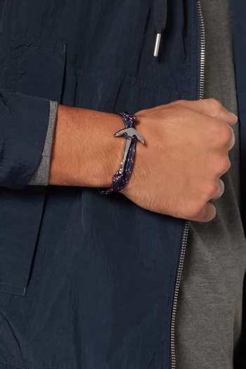 Navy & Red Rope & Gold Plated Anchor Bracelet       