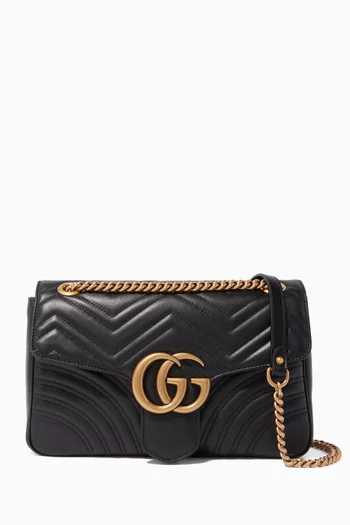 Black Medium GG Marmont 2.0 Quilted Shoulder Bag 