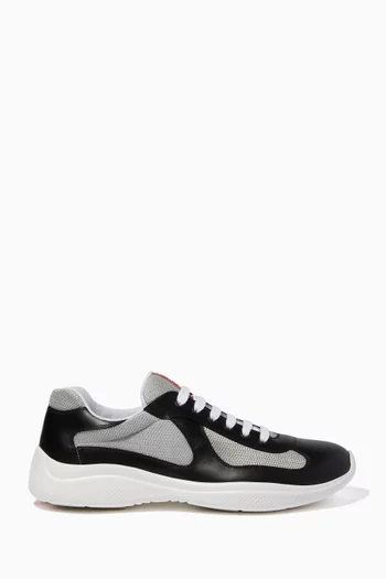 Black & Grey America's Cup Leather & Knit Sneakers 