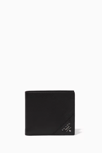Black Cartilio Logo Saffiano Leather Wallet 