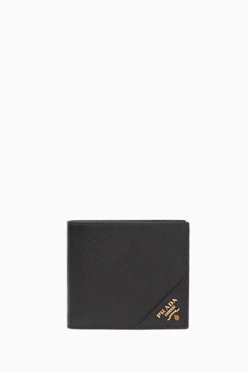 Metal Logo Wallet in Saffiano Leather  
