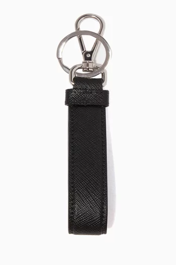 Black Saffiano Leather Key Ring