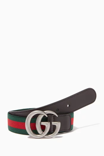Brown Striped 'GG' Logo Belt  