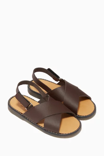 Leather Crossover Sandals   