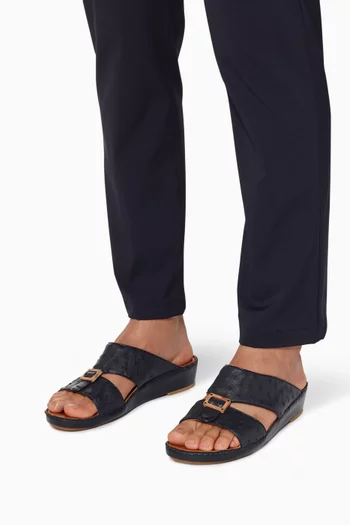 Deep-Navy Ostrich Quadratura Sandals