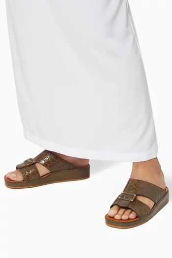 حذاء إنكليناتو كوادراتورا مفتوح جلد بنقشة جلد التمساح