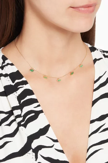 Yellow-Gold & Green-Enamel Eye Charm Necklace