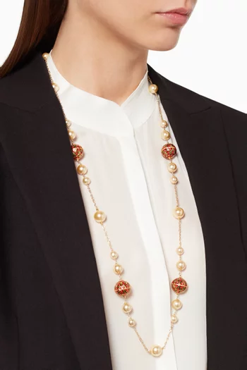 Enamel Meena and Pearl Necklance    