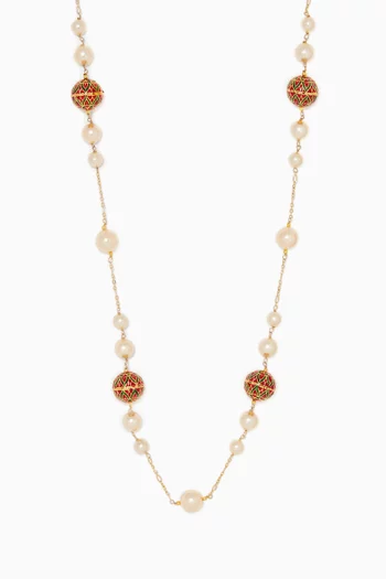 Enamel Meena and Pearl Necklance    