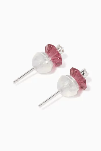 Floral Rhodolite Diamond Stud Earrings   
