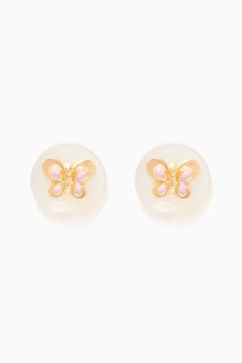 Butterfly Round Stud Earrings   