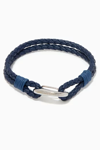 Elio 2-Line Woven Leather Bracelet