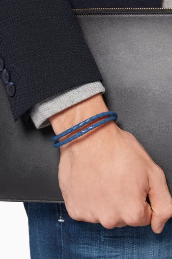 Elio 2-Line Woven Leather Bracelet