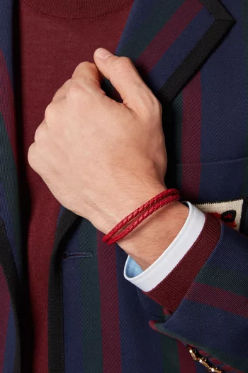 Elio 2-Line Woven Leather Bracelet