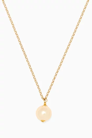 Gold Pearl Pendant Necklace 