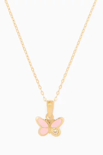 Butterfly Diamond Pendant Necklace in 18kt Yellow Gold        