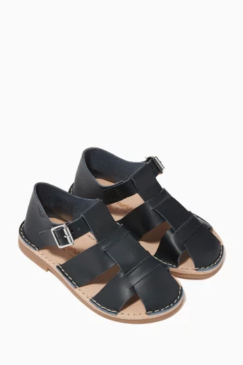 Crossover Strap Leather Sandals   