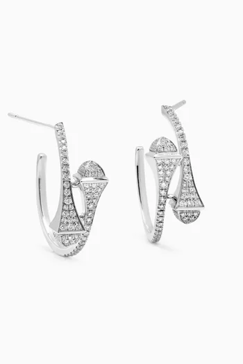 Cleo Small Diamond Small Hoop Earrings in 18kt White Gold
