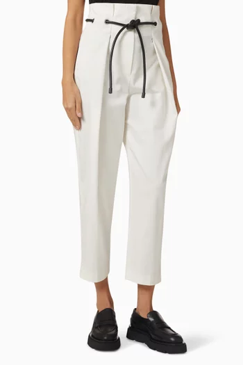 Origami Pleated High-waisted Pants in Cotton-blend