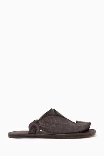 Arabian Crocodile-Embossed Vela Sandals     