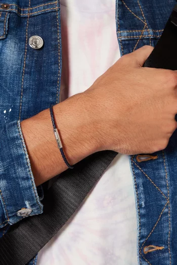 Gianni Sterling Silver & Woven Leather Bracelet          