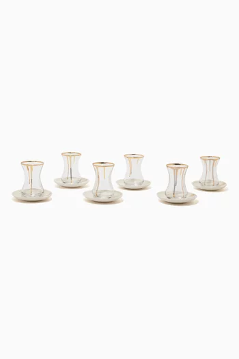 Drip Glass & Porcelain Tea Set, Set of 6  