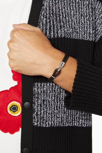 Single Trice Leather Bracelet in Sterling Silver       