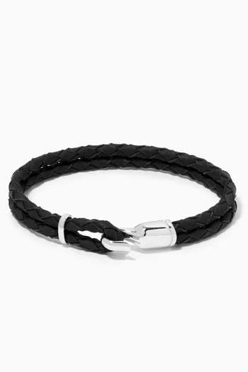 Single Trice Leather Bracelet in Sterling Silver       