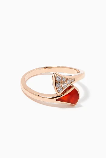 Divas' Dream Carnelian Diamond Pavé Ring in 18kt Rose Gold    