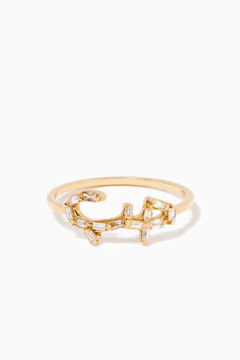 Hobb/ Love Baguette Diamond Ring in 18kt Yellow Gold