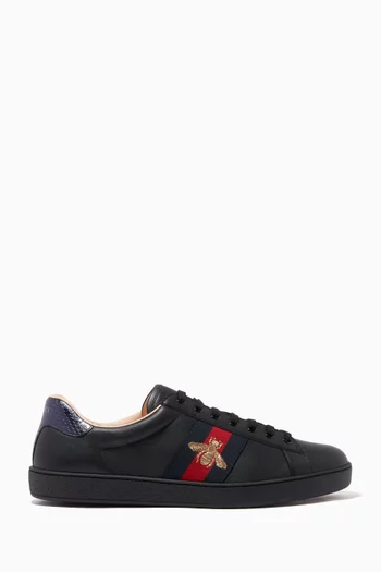 Ace Embroidered Sneakers in Leather    