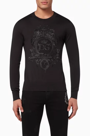 Logo Embroidered Slim-Fit Sweater