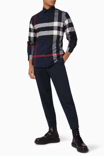 Check Stretch Cotton Poplin Shirt