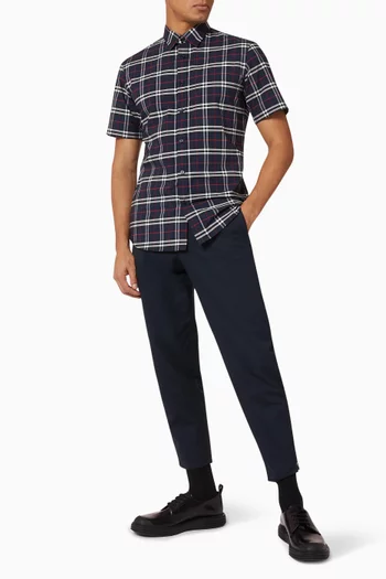 Small Scale Check Stretch Cotton Shirt  