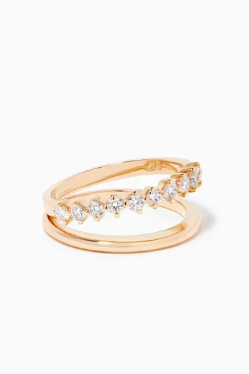 Double Band Buttercup Diamond Ring in 14kt Yellow Gold           