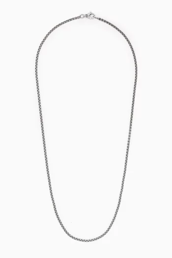 Small Box Chain Necklace in Titanium & Sterling Silver  