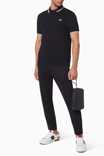 تي شيرت بولو قطن بيكيه بخطين