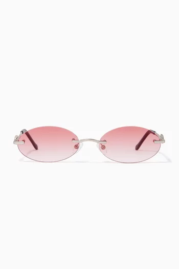 Vicky Oval Sunglasses in Metal     