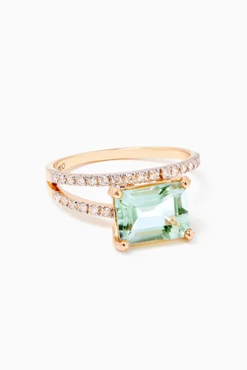 Point of Focus Green Amethyst Ring in 14kt Yellow Gold  