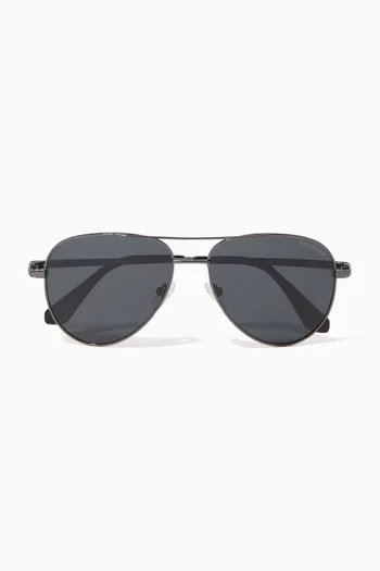 James Aviator Polarized Sunglasses in Stainless Steel