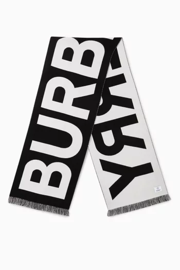 Logo Jacquard Scarf in Organic Wool   