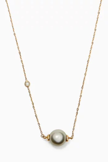 Links of Love My First Pearl Diamond Necklace in 18kt Yellow Gold  