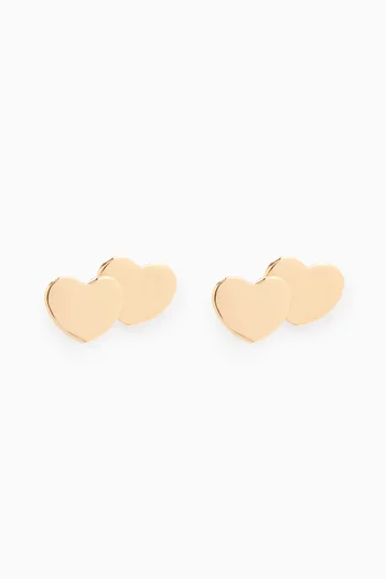 Double Heart Stud Earrings in 18kt Yellow Gold  