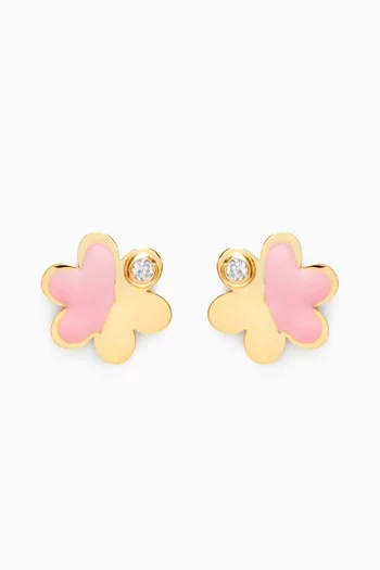 Flower Diamond Stud Earrings in 18kt Yellow Gold    