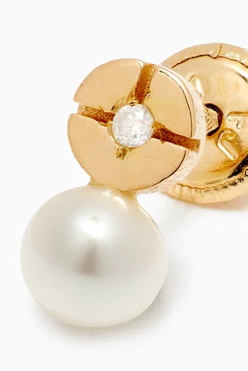 Diamond Stud Earrings with Pearls in 18kt Yellow Gold     