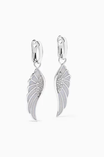 Wings Reflection "Winter" Diamond Earring with Enamel in 18kt White Gold          
